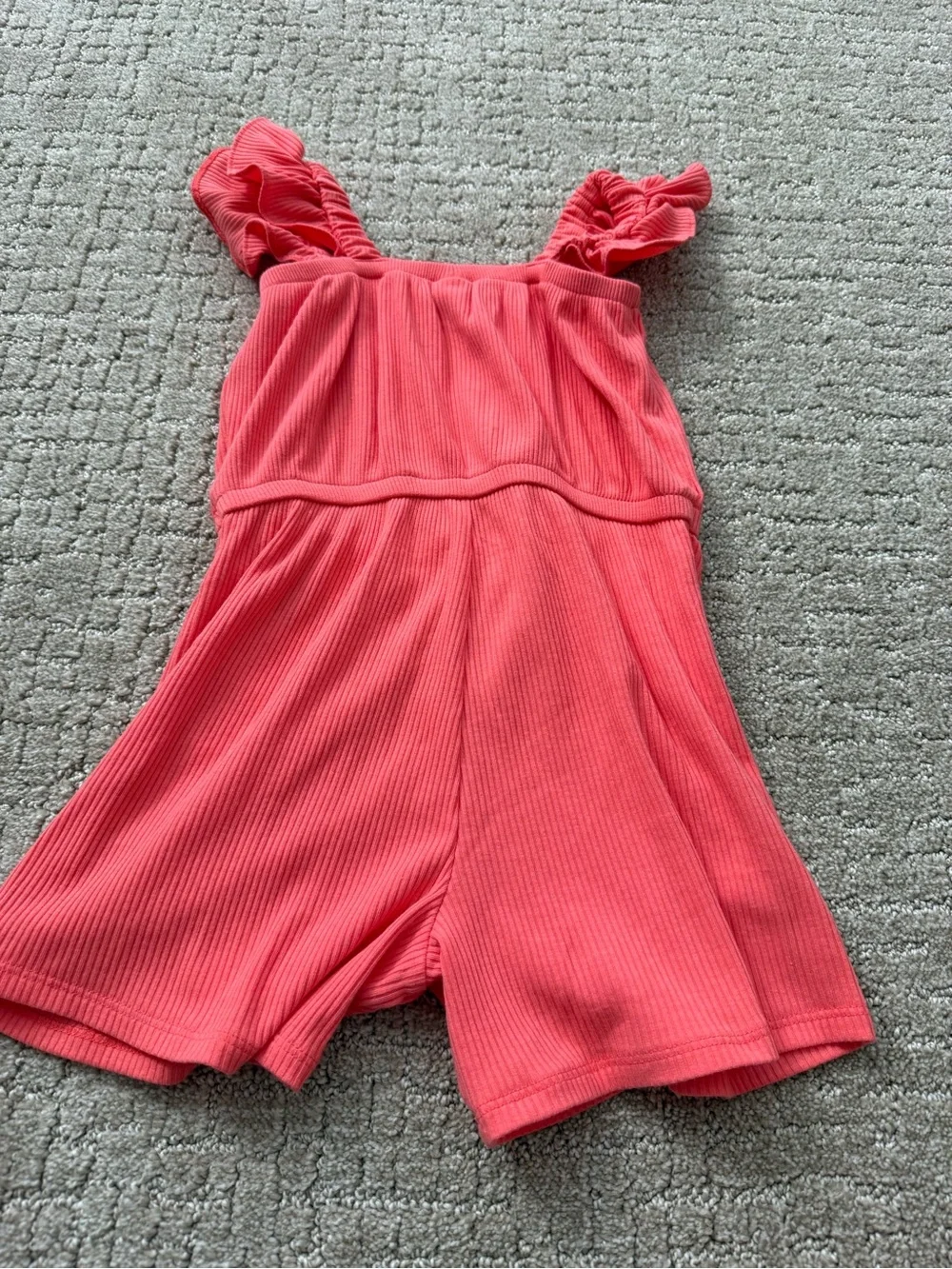 Old Navy Coral Ribbed Girls' Romper with Ruffled Straps